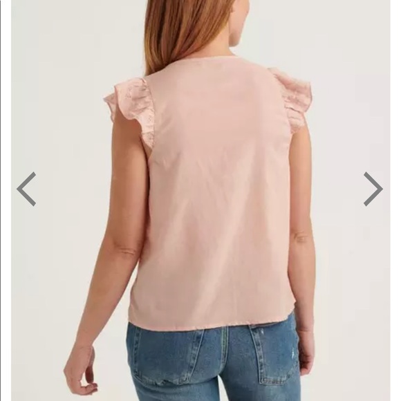 Lucky brand flutter ruffle eyelet top new medium - Picture 4 of 16